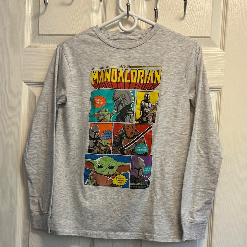 Star Wars The Mandalorian Kids Gray Long Sleeve Tee